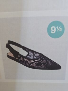 a new day Black Lace Pointed Slingback Flats
